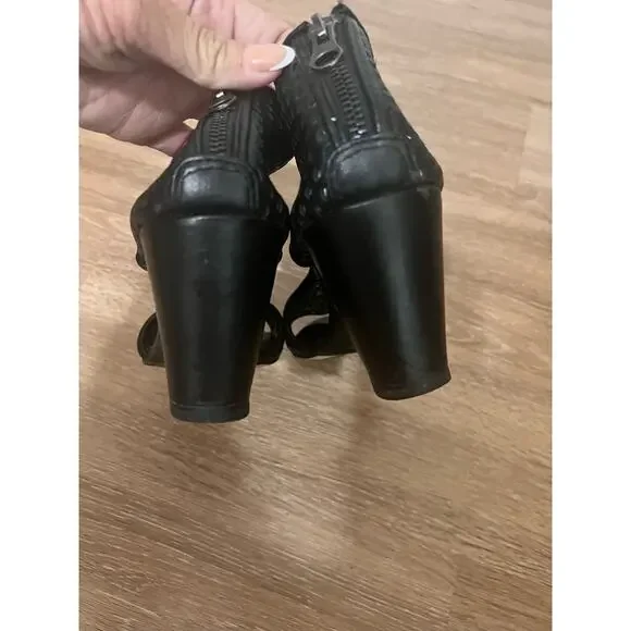 All Black Women's Wedge Toeless Booties Size 8.5 - Picture 13 of 15